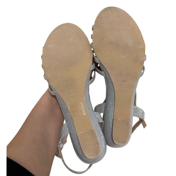 Paradox London Pink Silver Glitter Wedge Sandals Women's 9.5 Party Prom - Picture 8 of 8